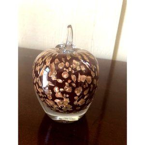 Vintage Glass APPLE Deep red & Gold Rose Aventurine Large paper weight B1